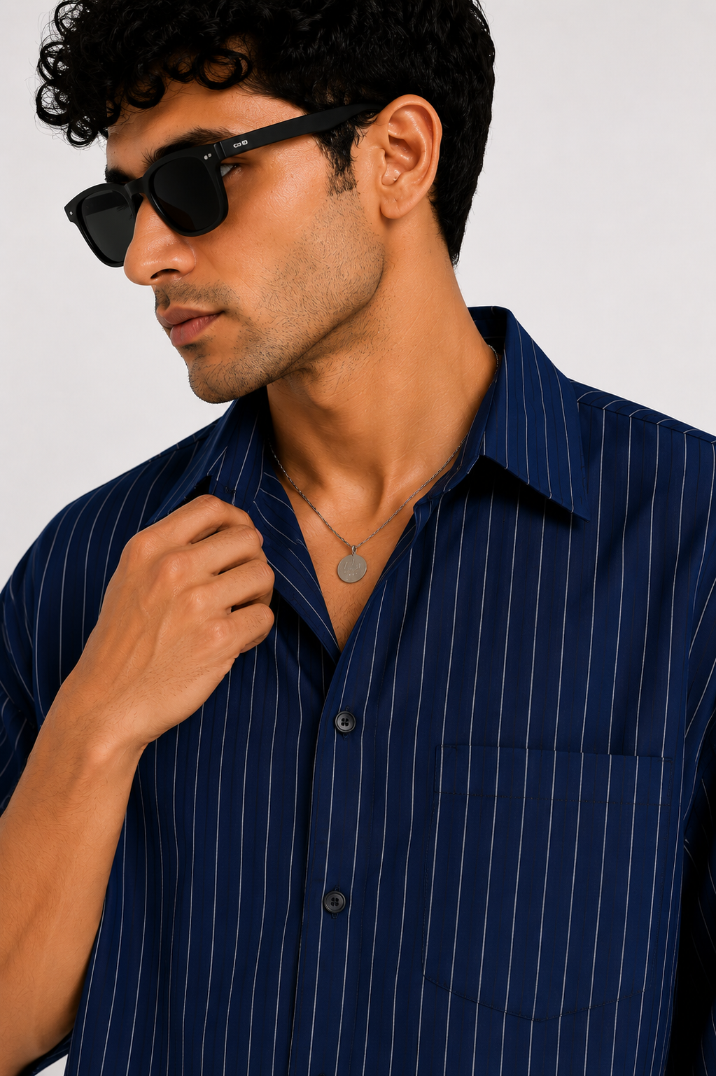 Navy Drift Oversized Shirt