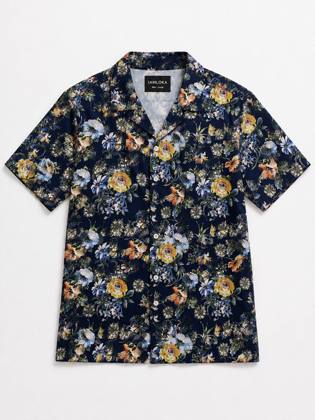 Navy Floral Cuban Shirt