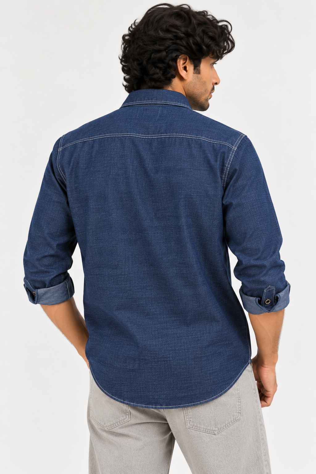 Navy Blue Denim Shirt