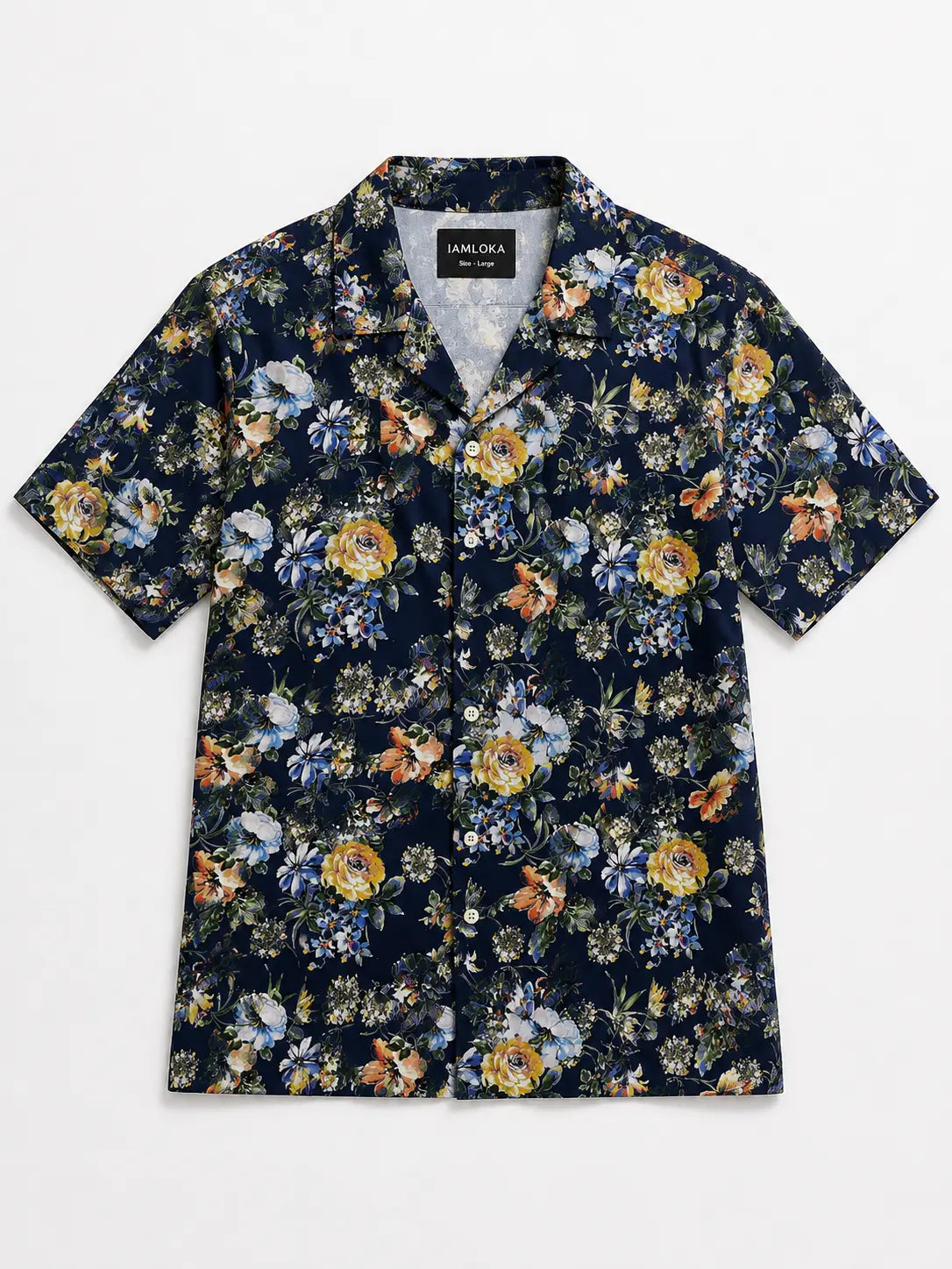 Navy Floral Cuban Shirt