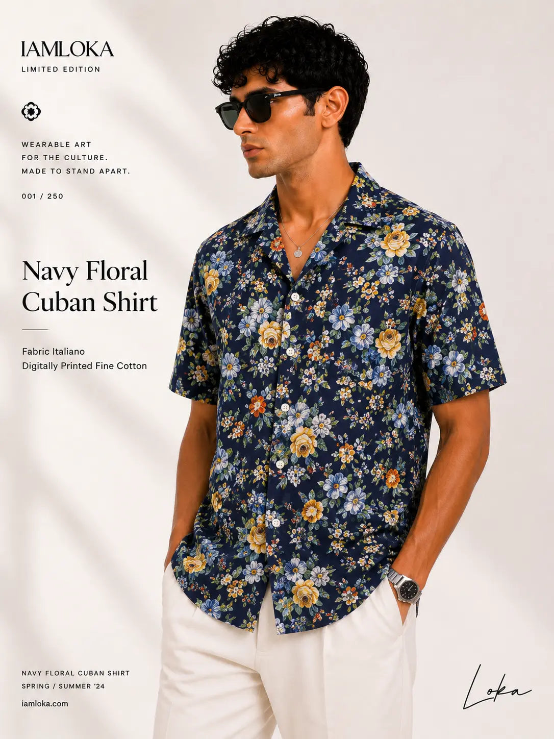 Navy Floral Cuban Shirt