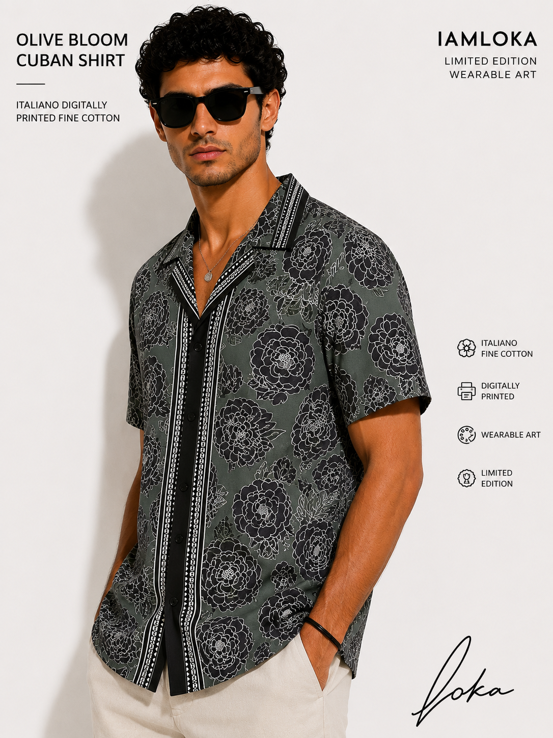 Olive Bloom Cuban Shirt