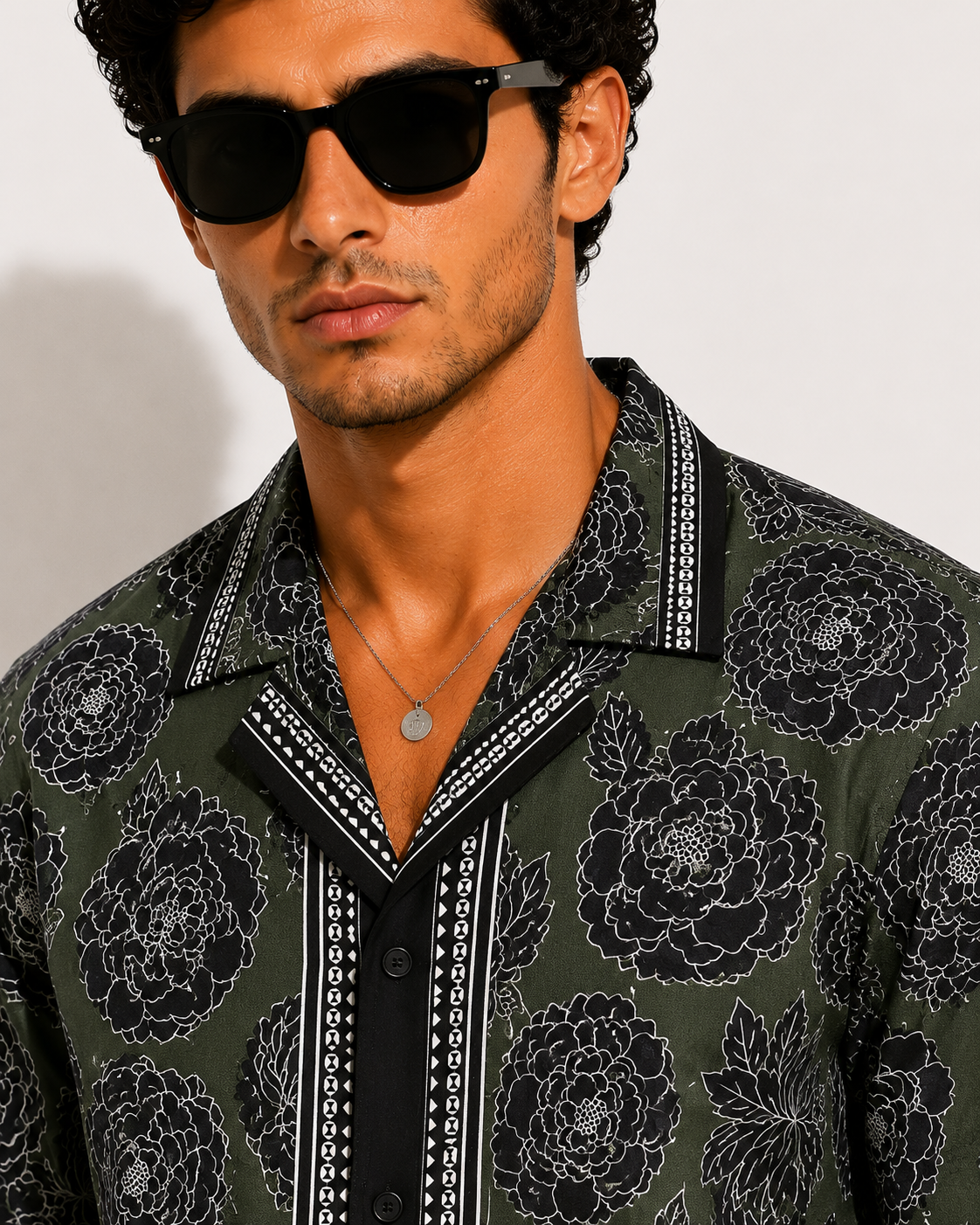 Olive Bloom Cuban Shirt
