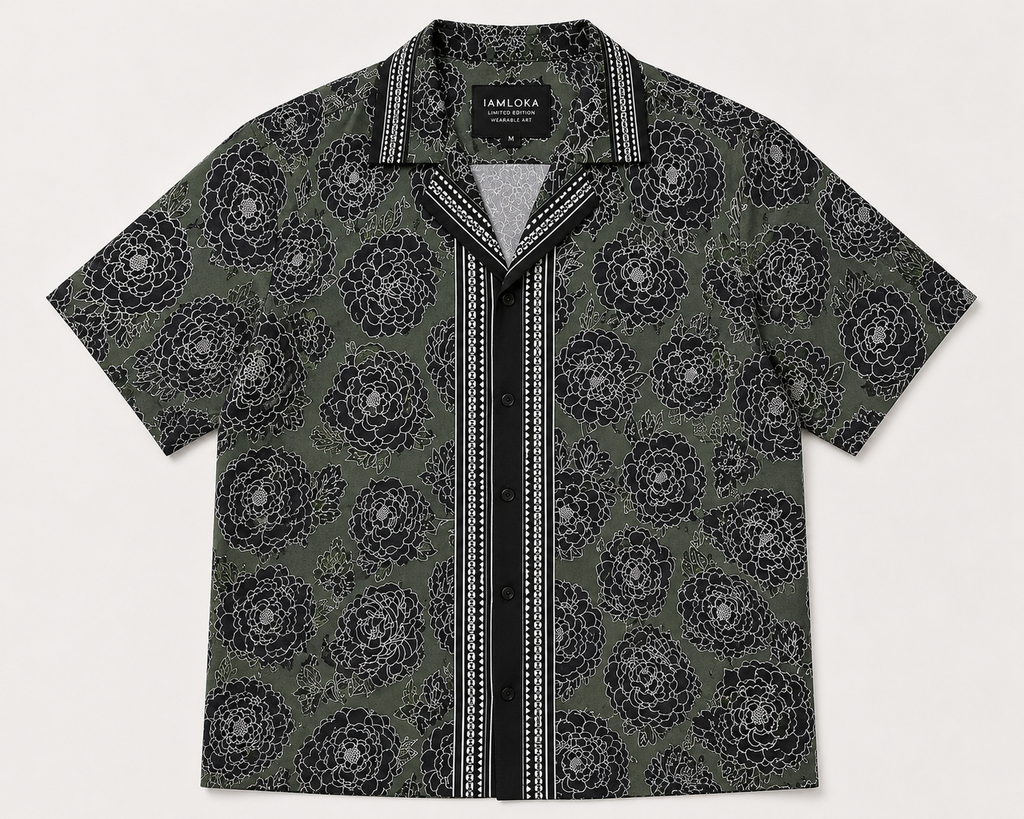 Olive Bloom Cuban Shirt