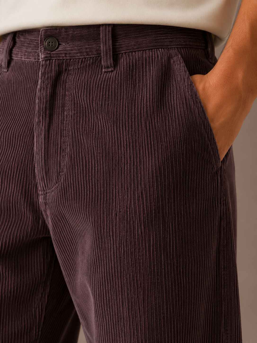 Jamuni Purple Corduroy Pant - Relaxed Fit