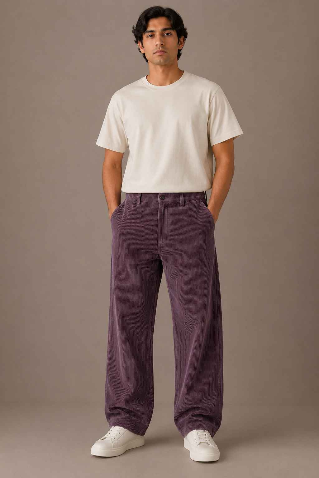 Jamuni Purple Corduroy Pant - Relaxed Fit