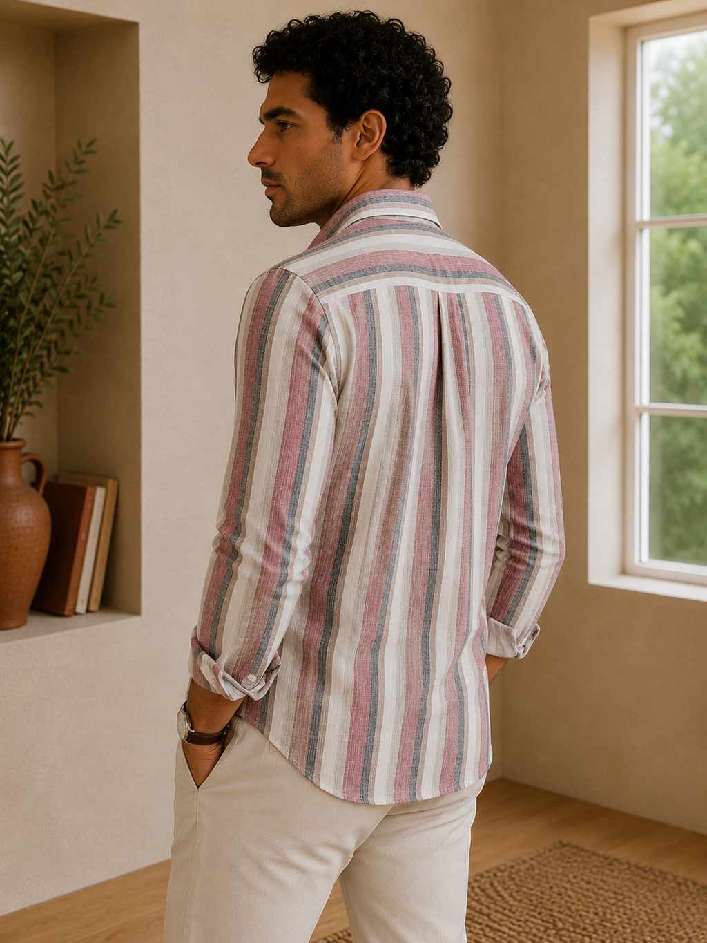 Rosewood Stripe Linen Shirt