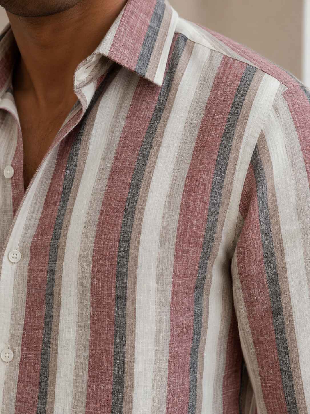 Rosewood Stripe Linen Shirt