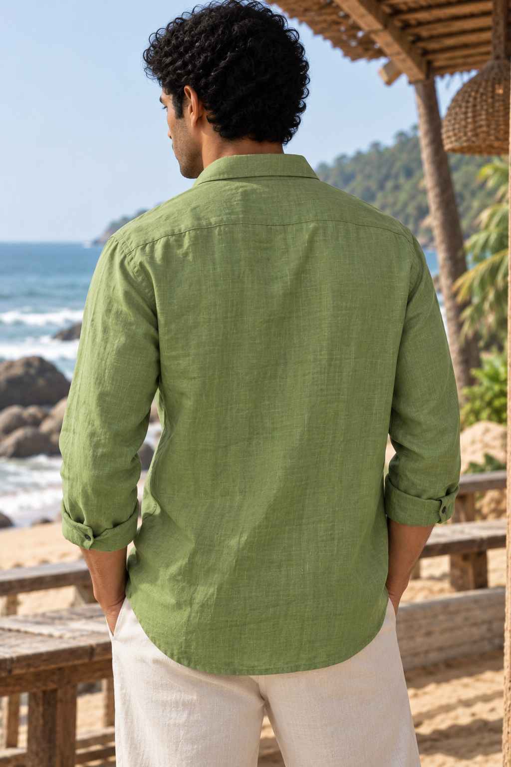 Sage Green Pure Linen Shirt - European 60 LEA