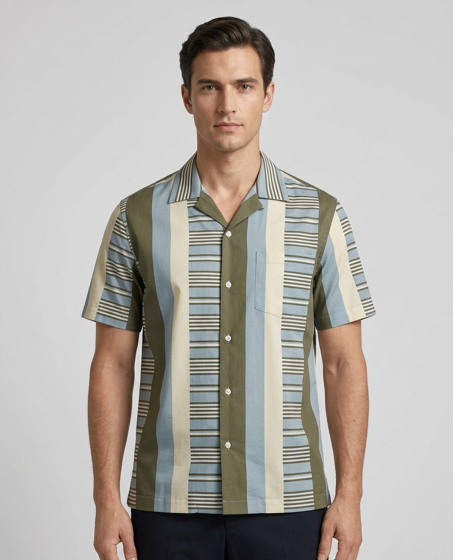 Sage Stripe Cuban Shirt