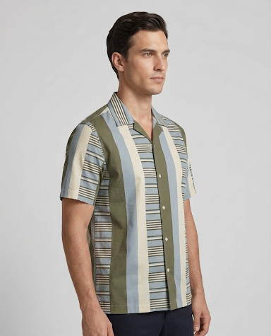Sage Stripe Cuban Shirt