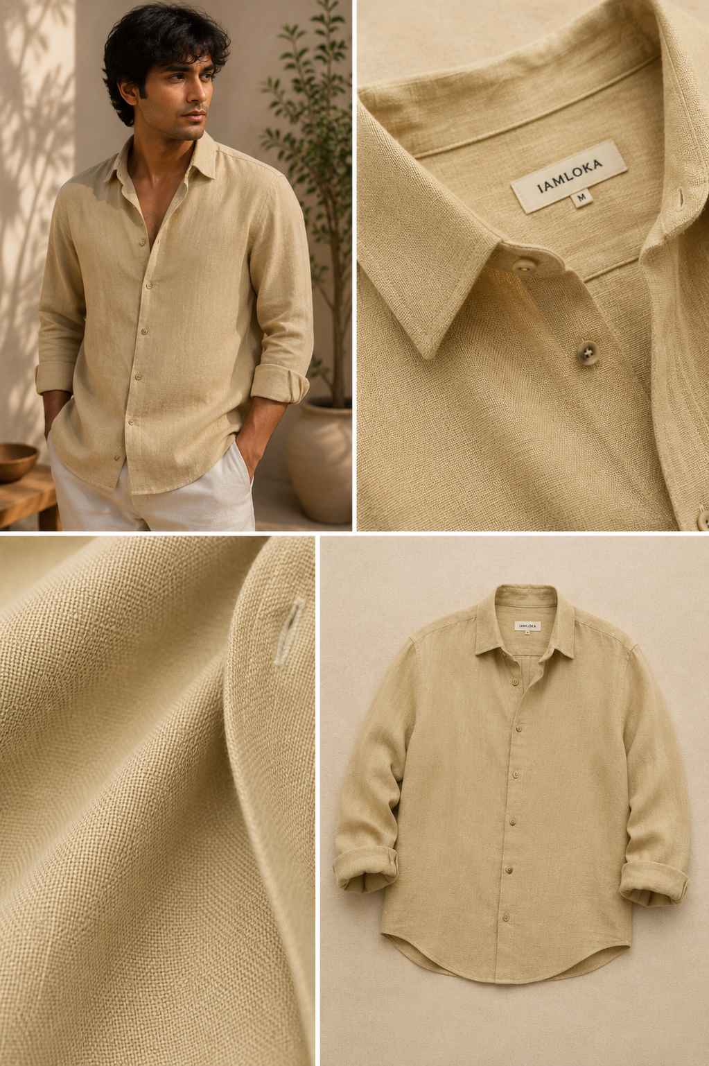 Camel Tan Pure Linen Shirt - European 60 LEA