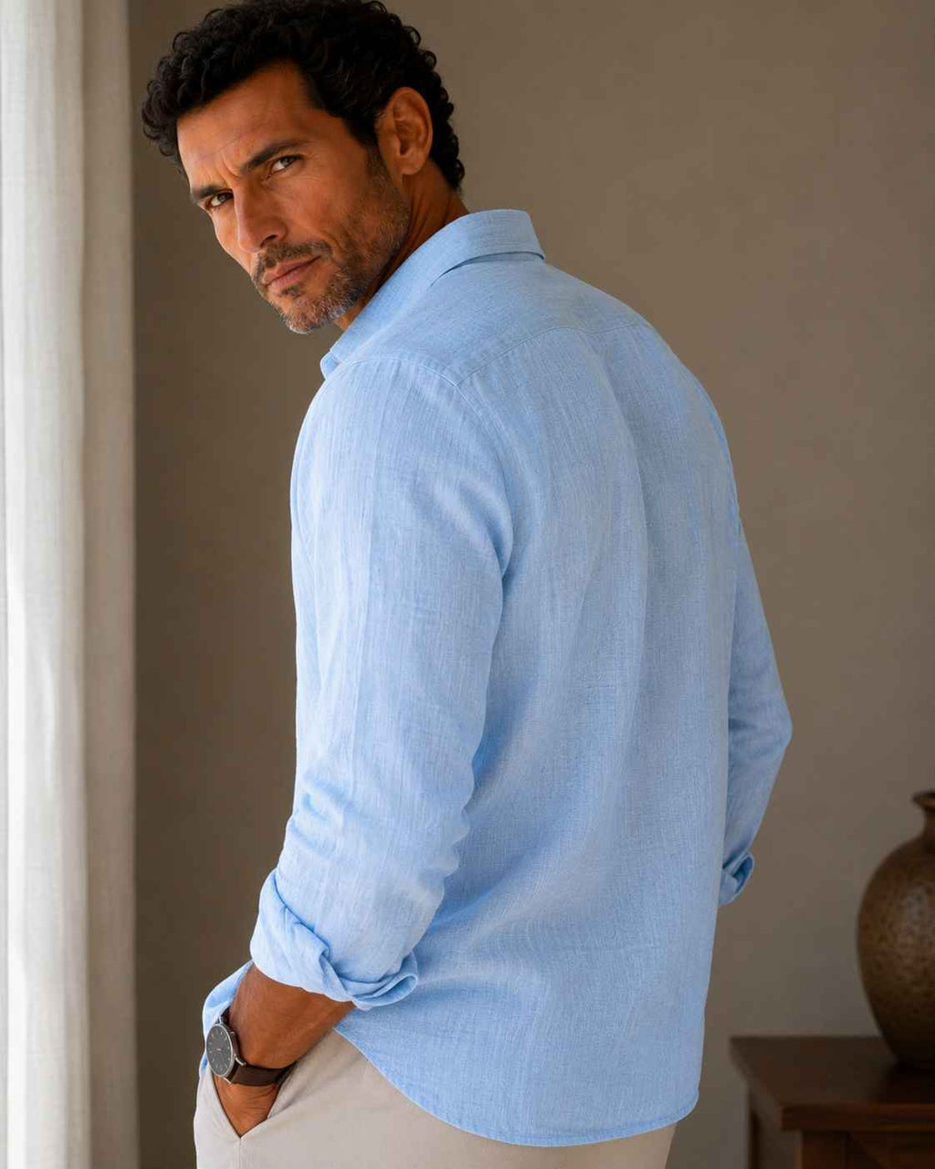 Sky Blue Linen Shirt