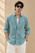 Sea Blue Pure Linen Shirt - European 60 LEA