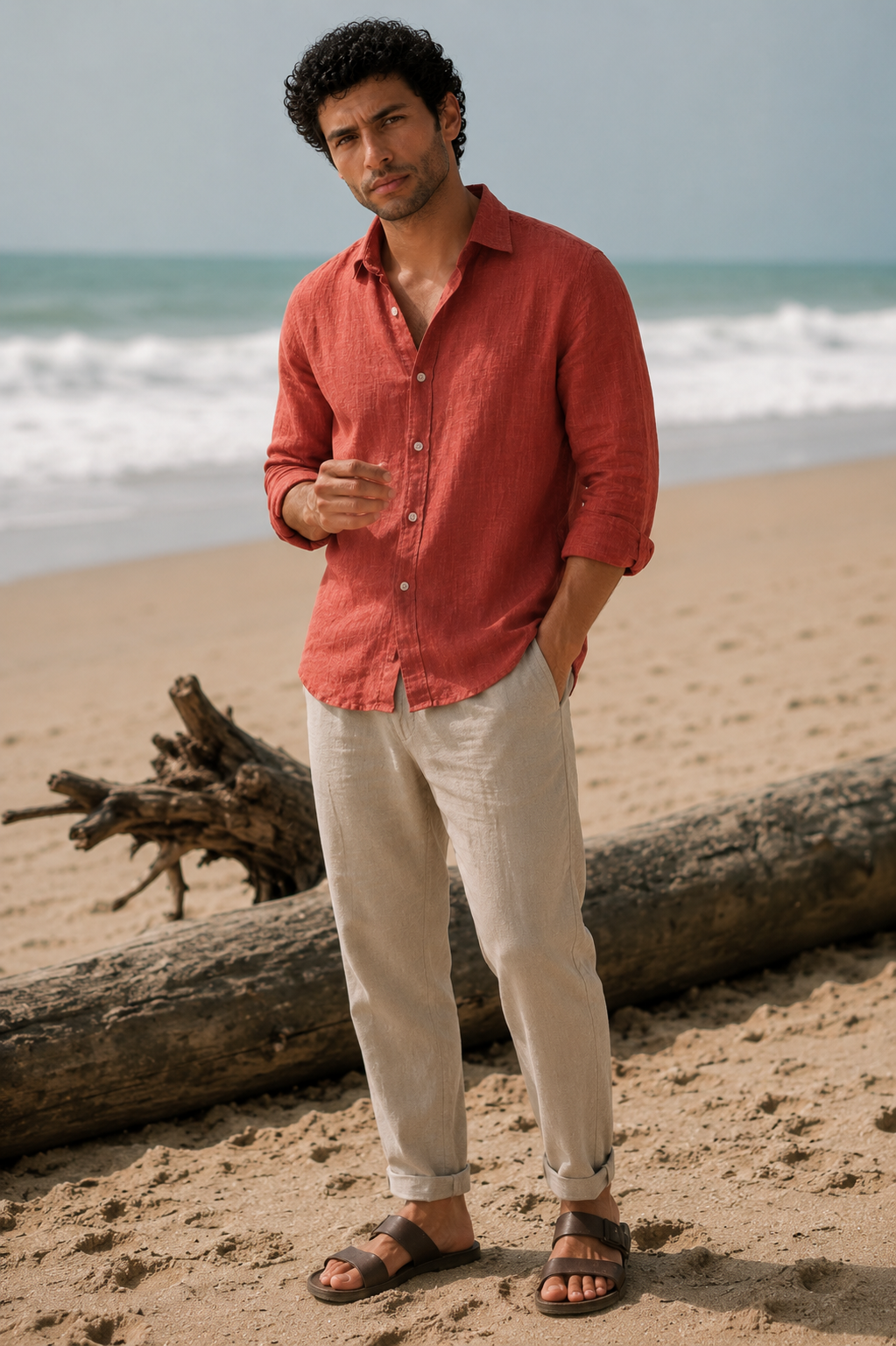 Terracotta Red Linen Shirt