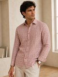 Vintage Pink Check Linen Shirt