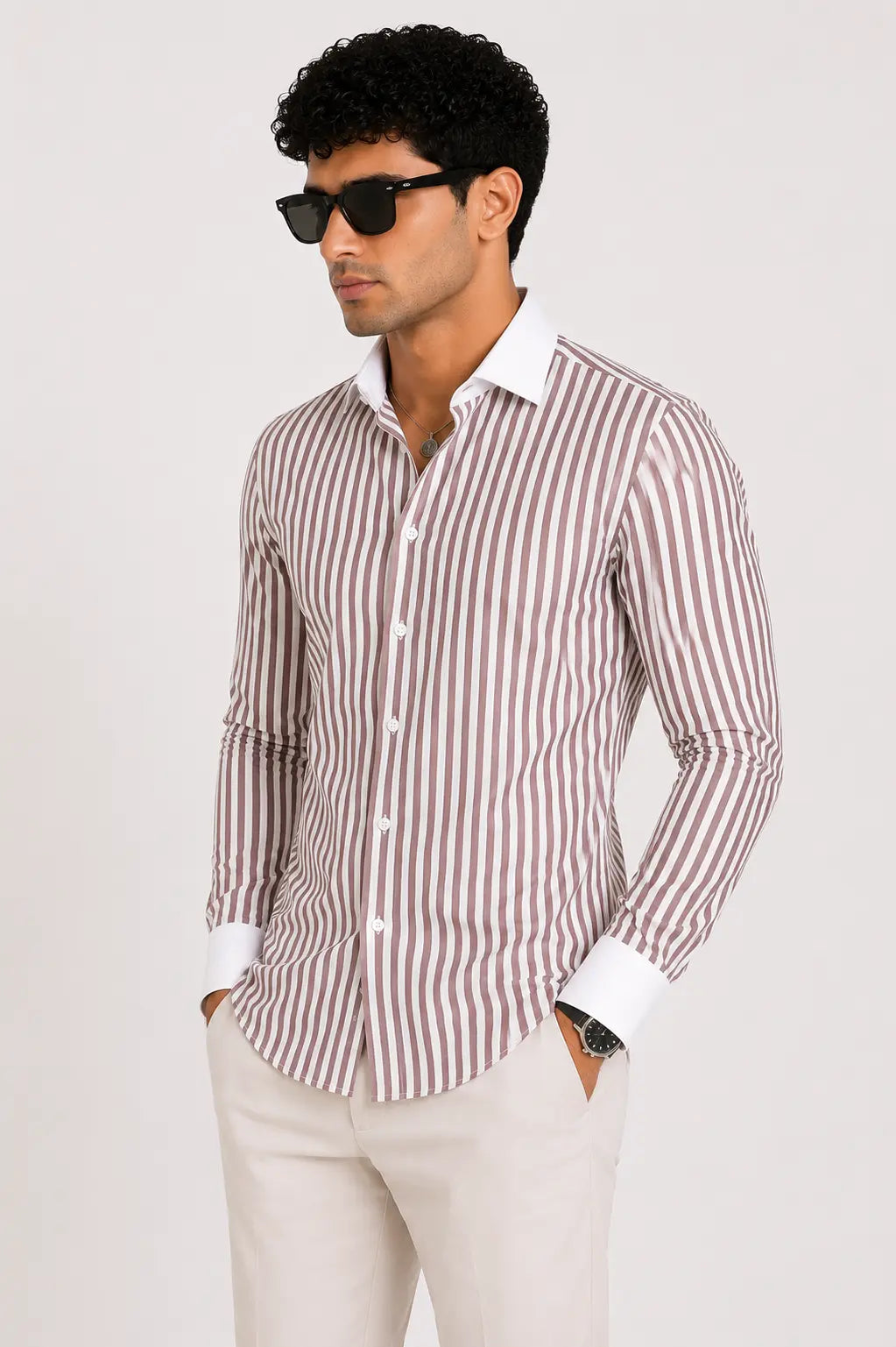 Vintage Burgundy Stripe Shirt