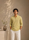 Wheatfield Textured Cotton Khadi Kurta Shirt - Mandarin Collar