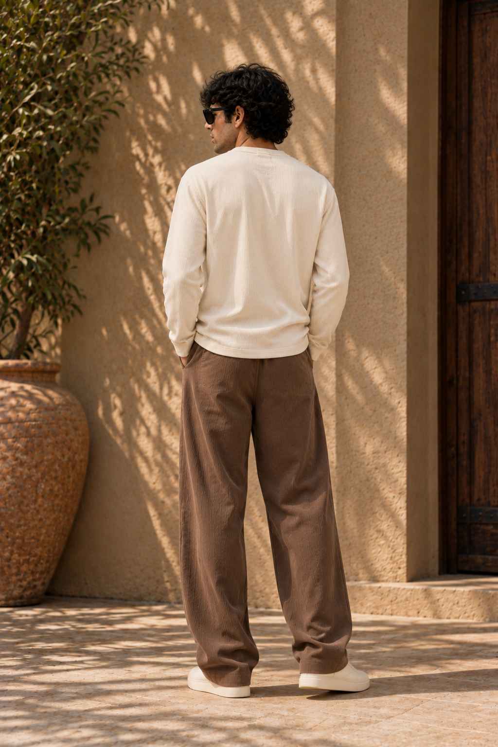 Ivory White Henley T-Shirt - Textured Cotton