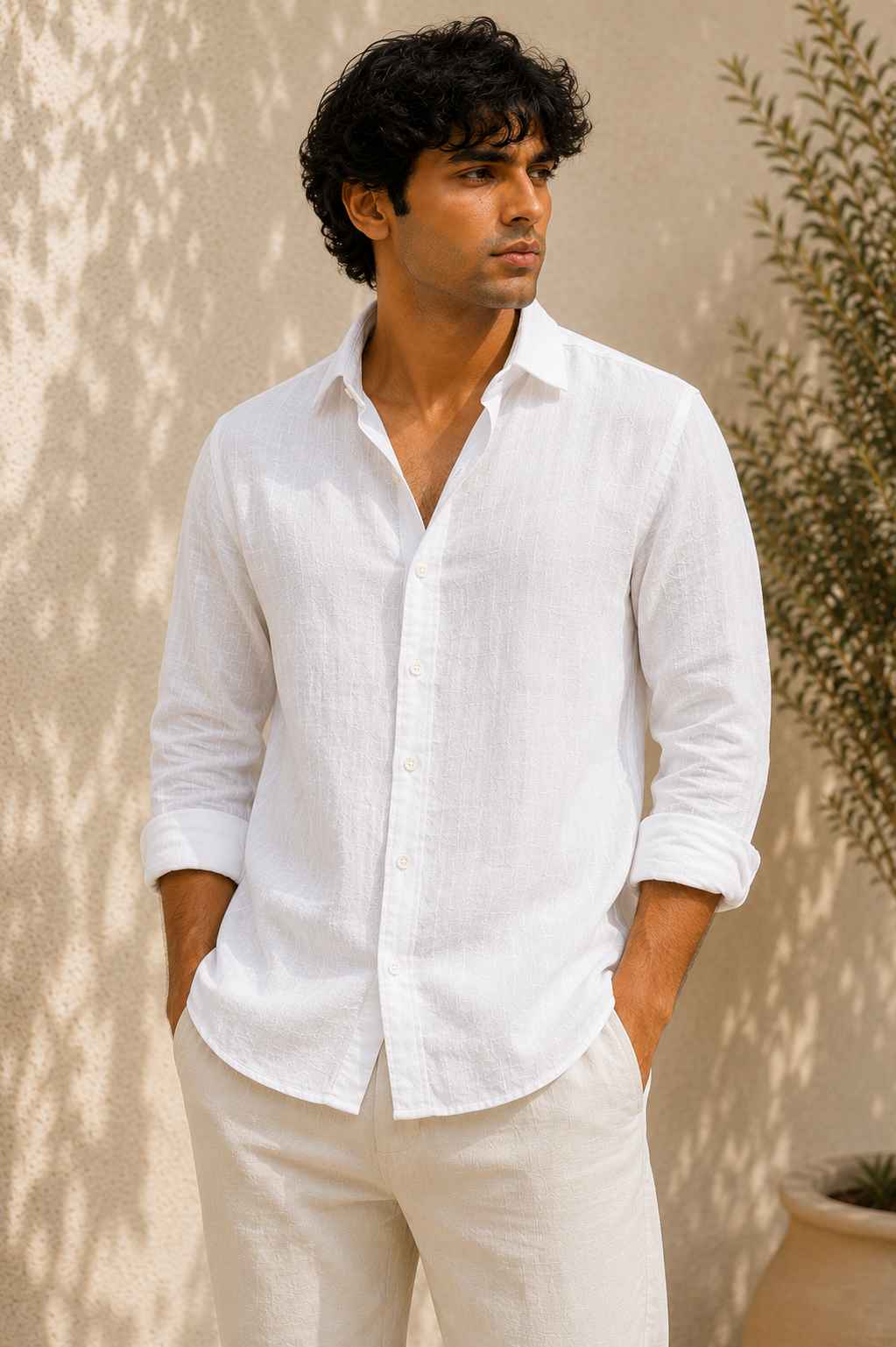 White Pure Linen Shirt - European 60 LEA