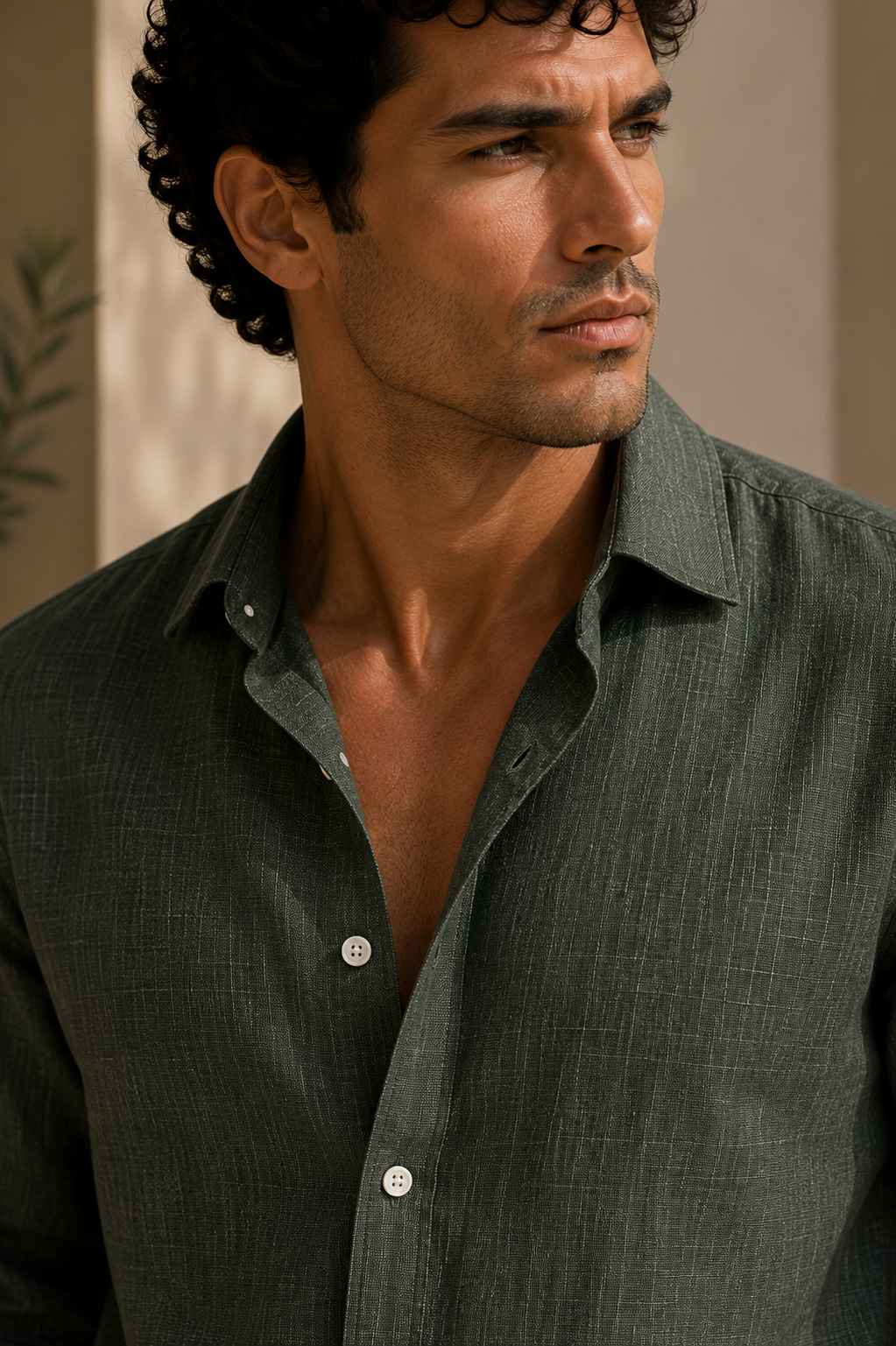 Moss Green Linen Shirt - European 60 LEA