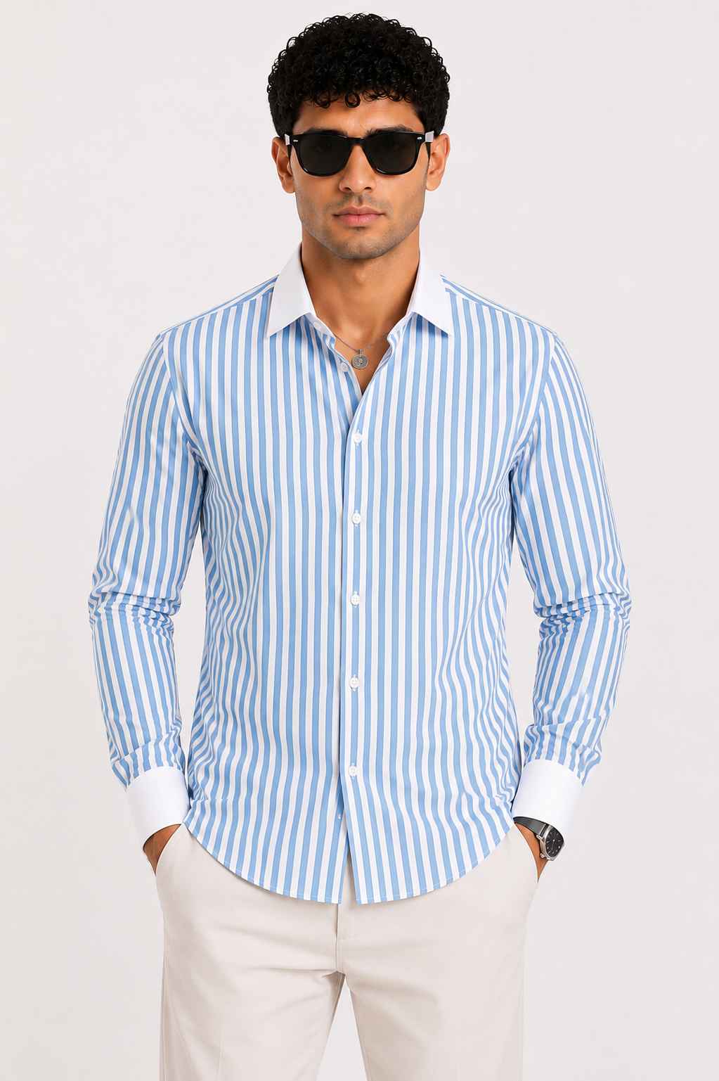 Blue Stripe Shirt - Premium Giza Cotton