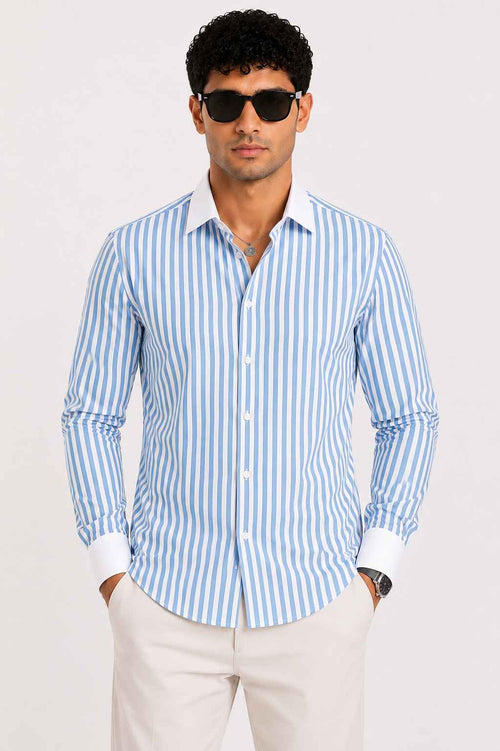 Blue Stripe Shirt - Premium Giza Cotton