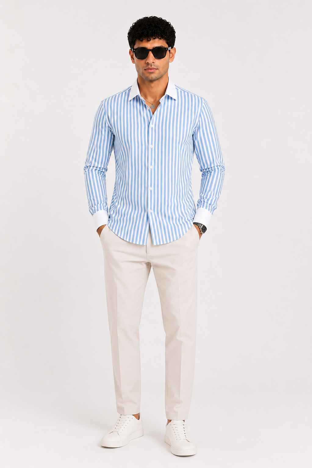 Blue Stripe Shirt - Premium Giza Cotton