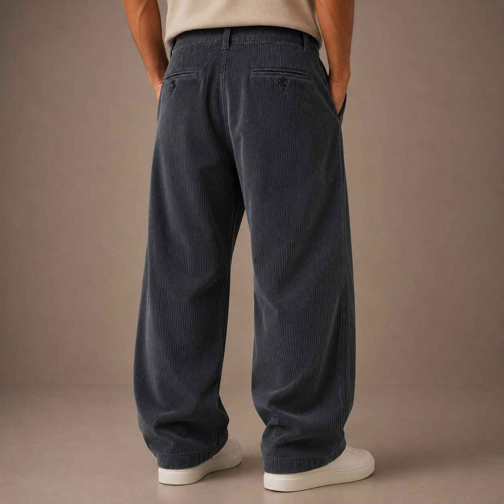 Charcoal Grey Corduroy Pant - Baggy Fit