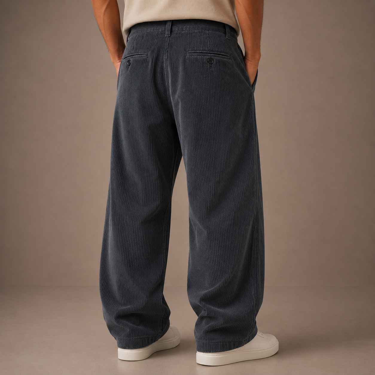 Charcoal Grey Corduroy Pant - Baggy Fit