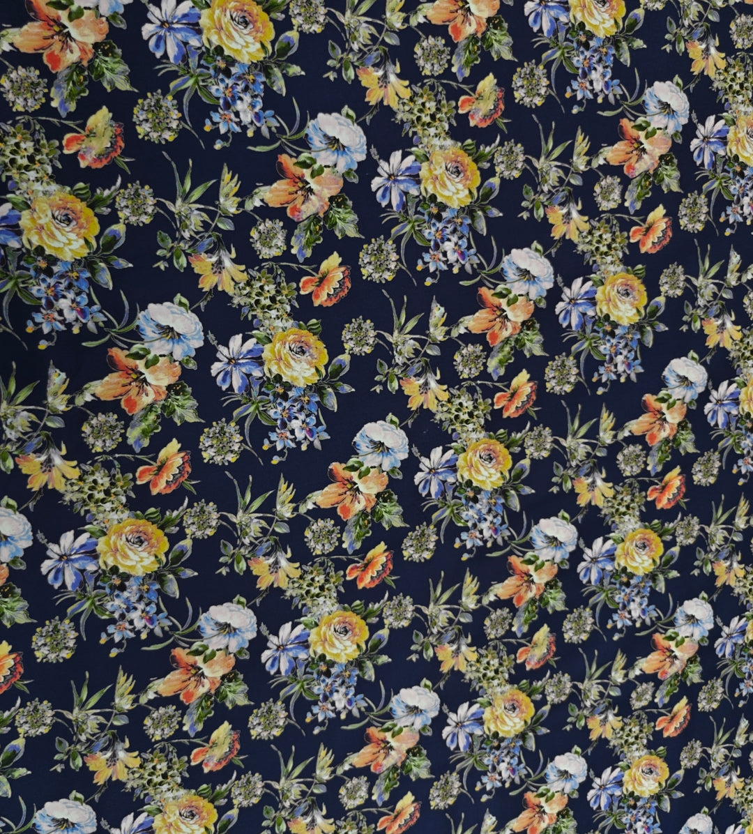 Floral pattern on a dark blue background