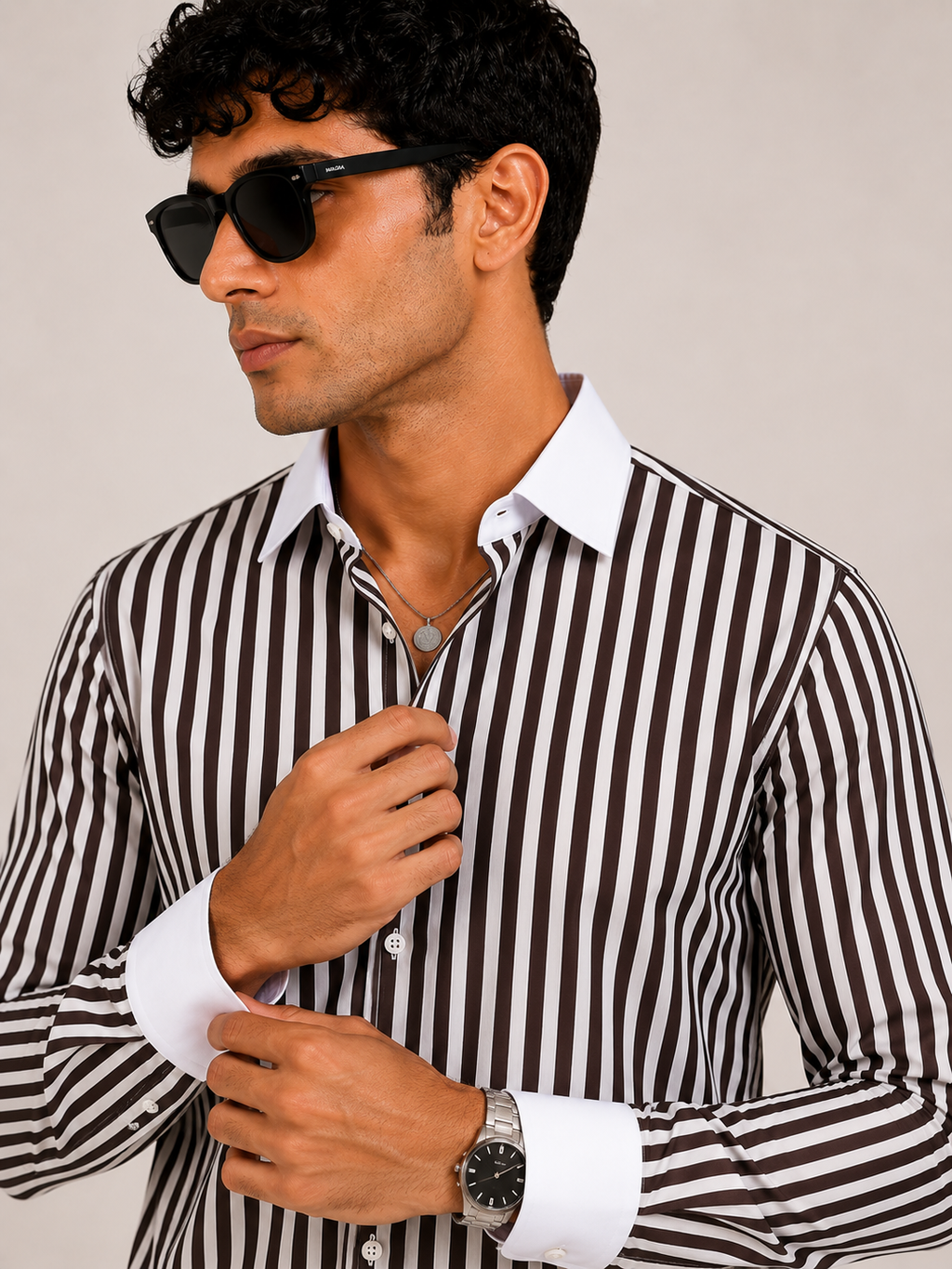 Dark Brown Stripe Shirt