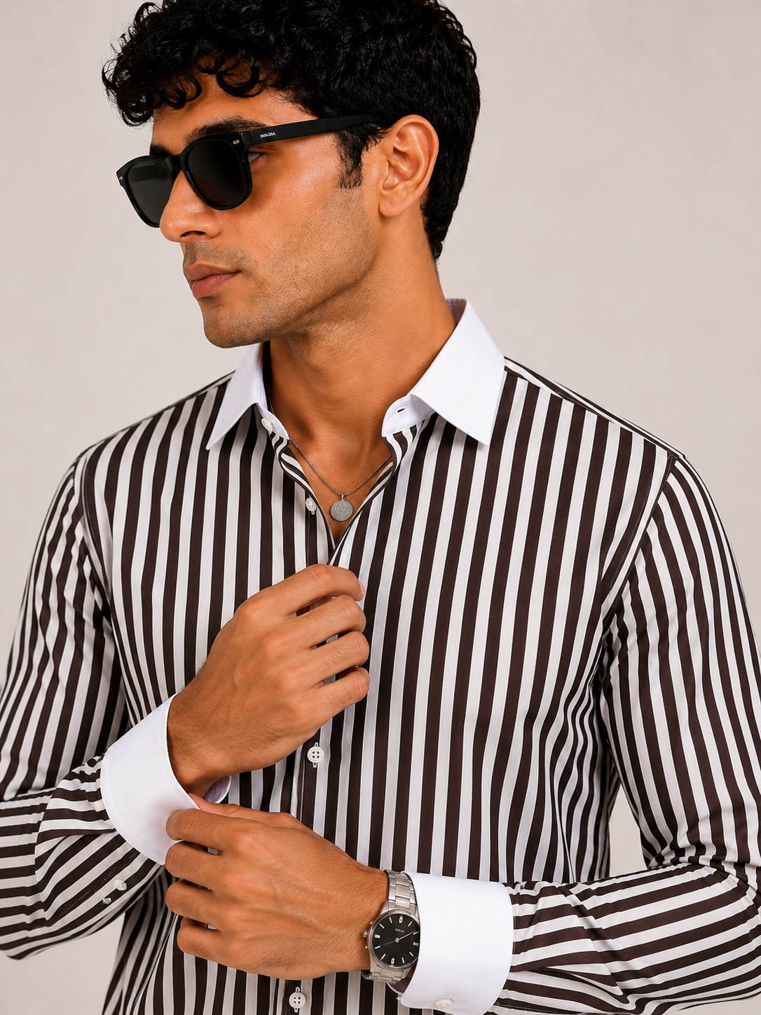 Dark Brown Stripe Shirt