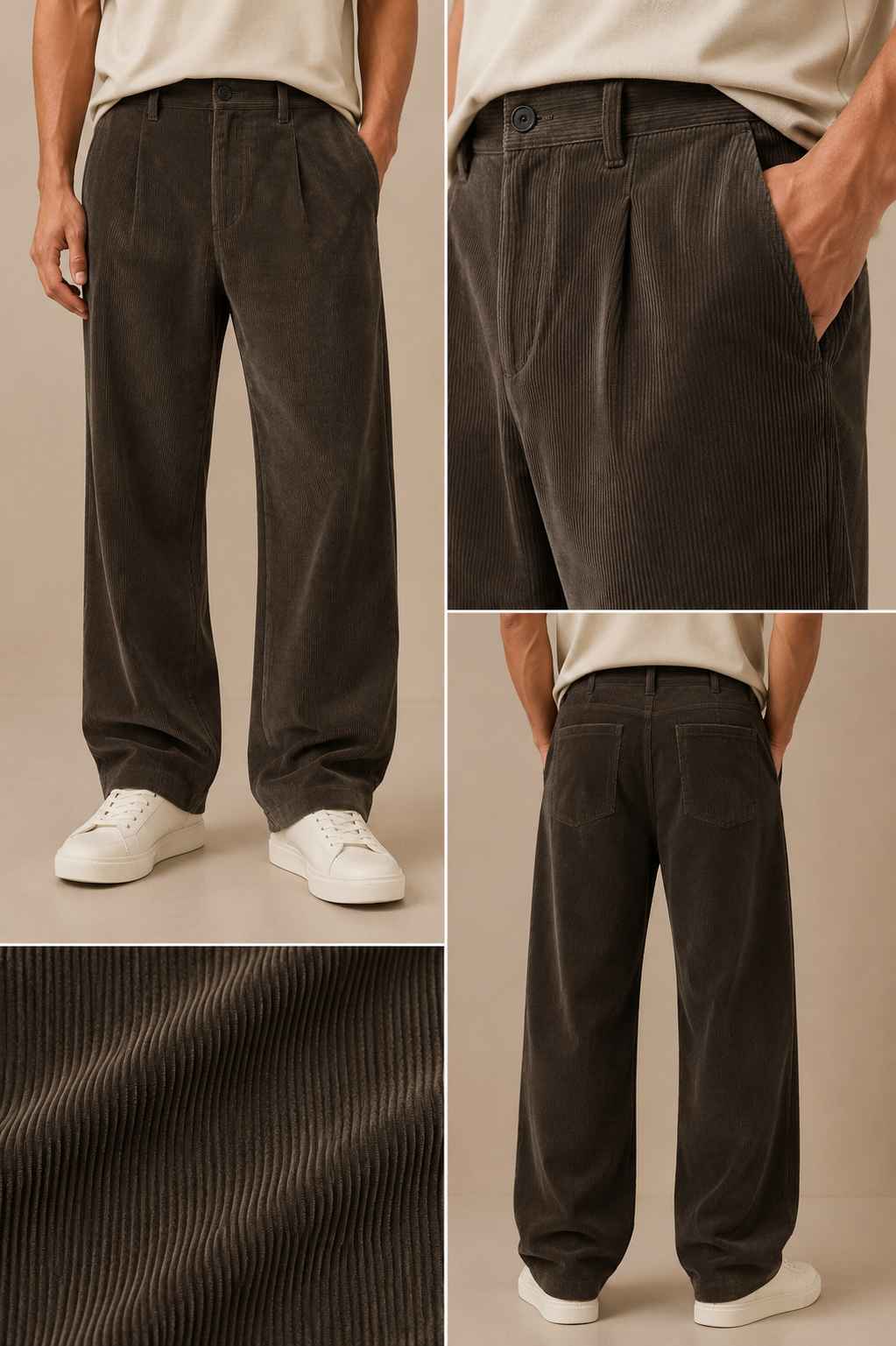 Dark Brown  Corduroy Pant - Relaxed Fit