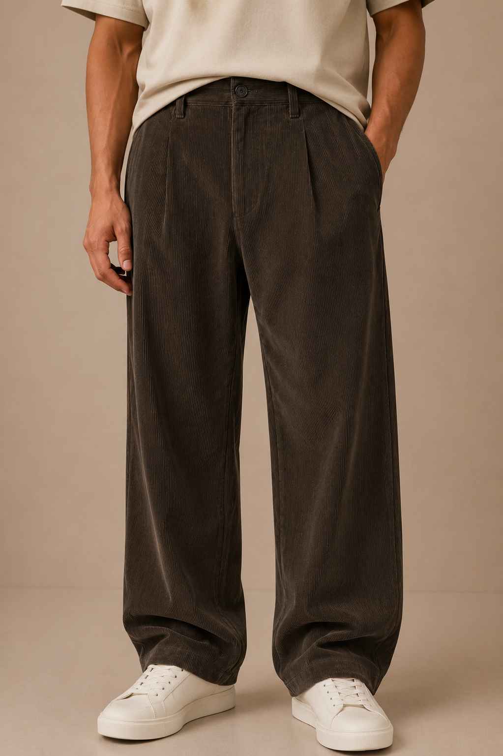Dark Brown  Corduroy Pant - Relaxed Fit