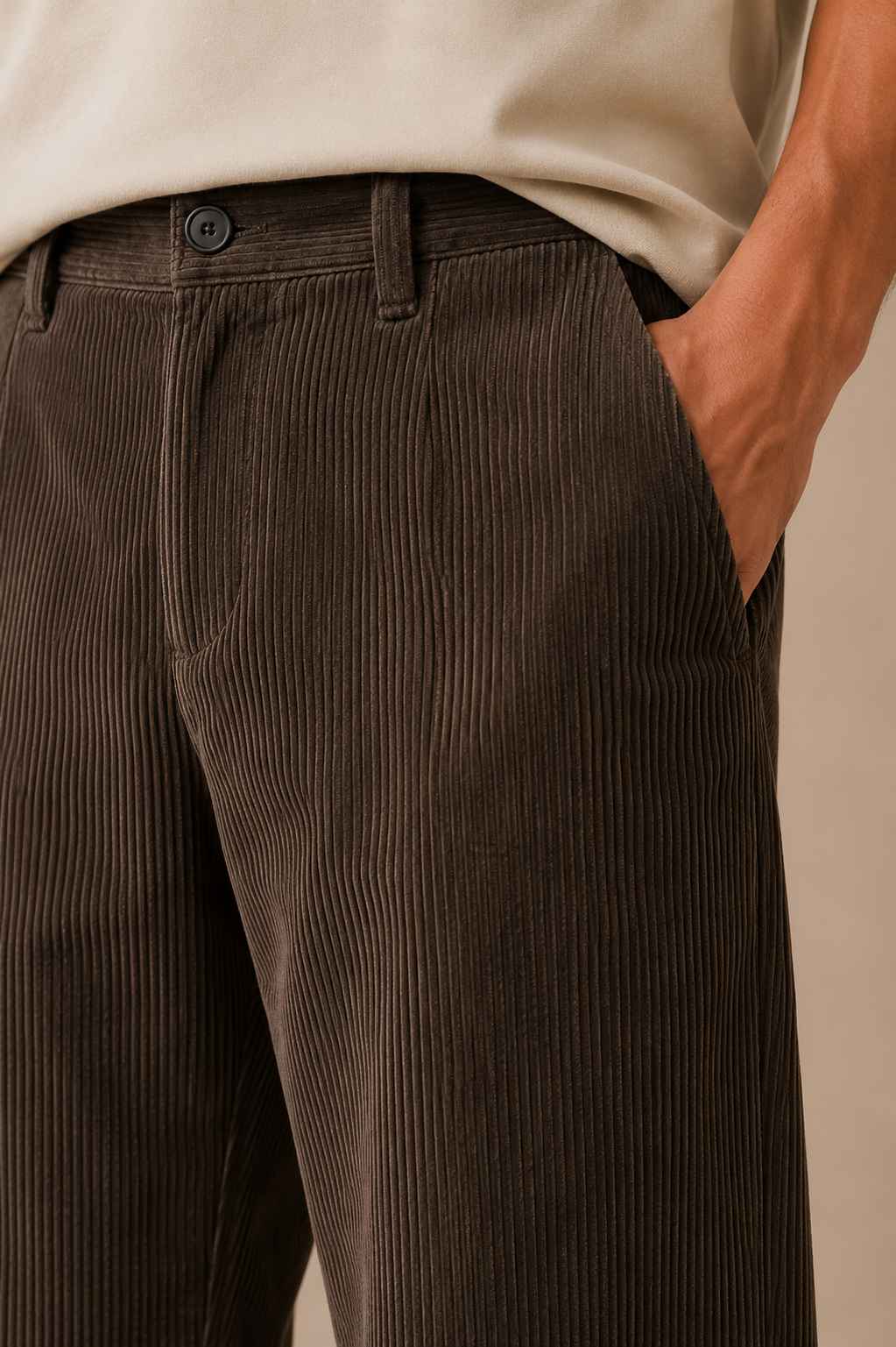 Dark Brown  Corduroy Pant - Relaxed Fit