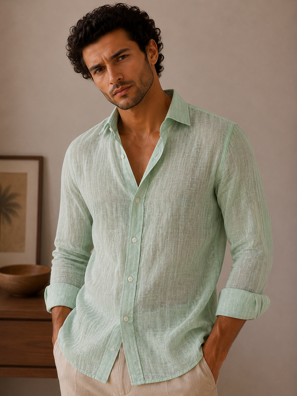 Soft Minty Linen Shirt