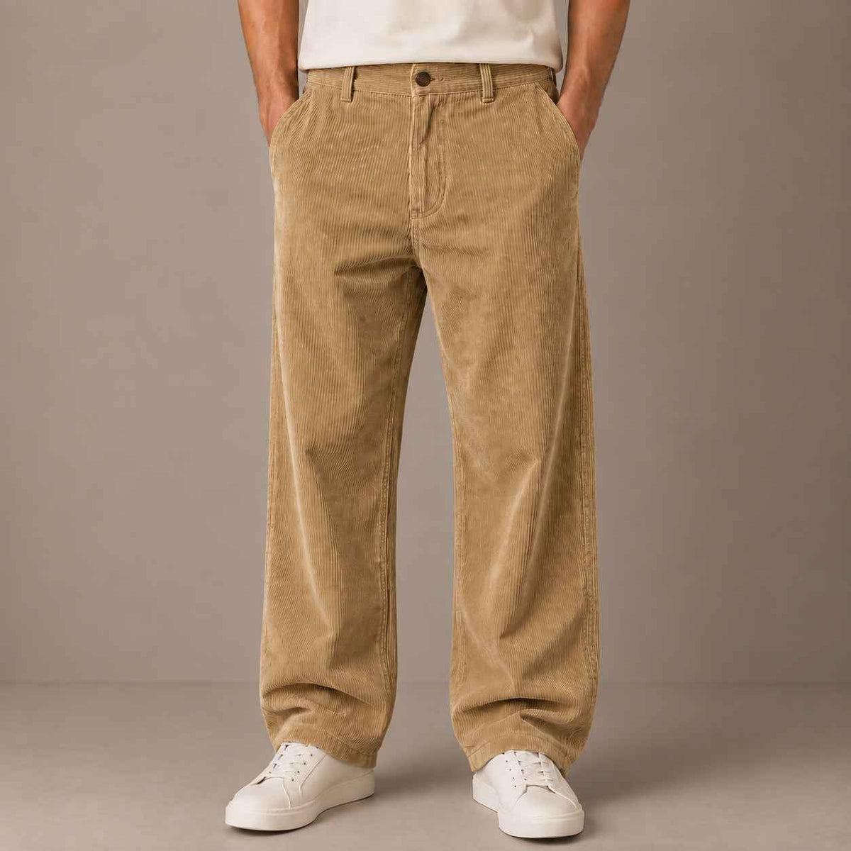 Khaki Corduroy Pant - Relaxed Fit