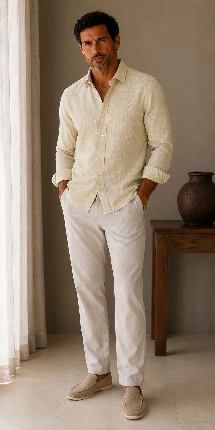 Ivory Sand Linen Shirt