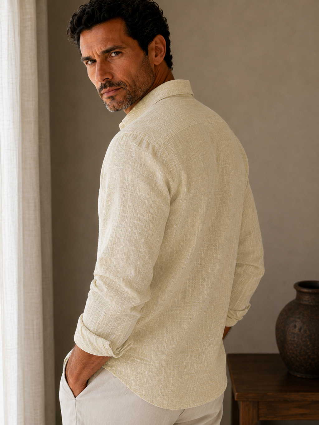 Ivory Sand Linen Shirt