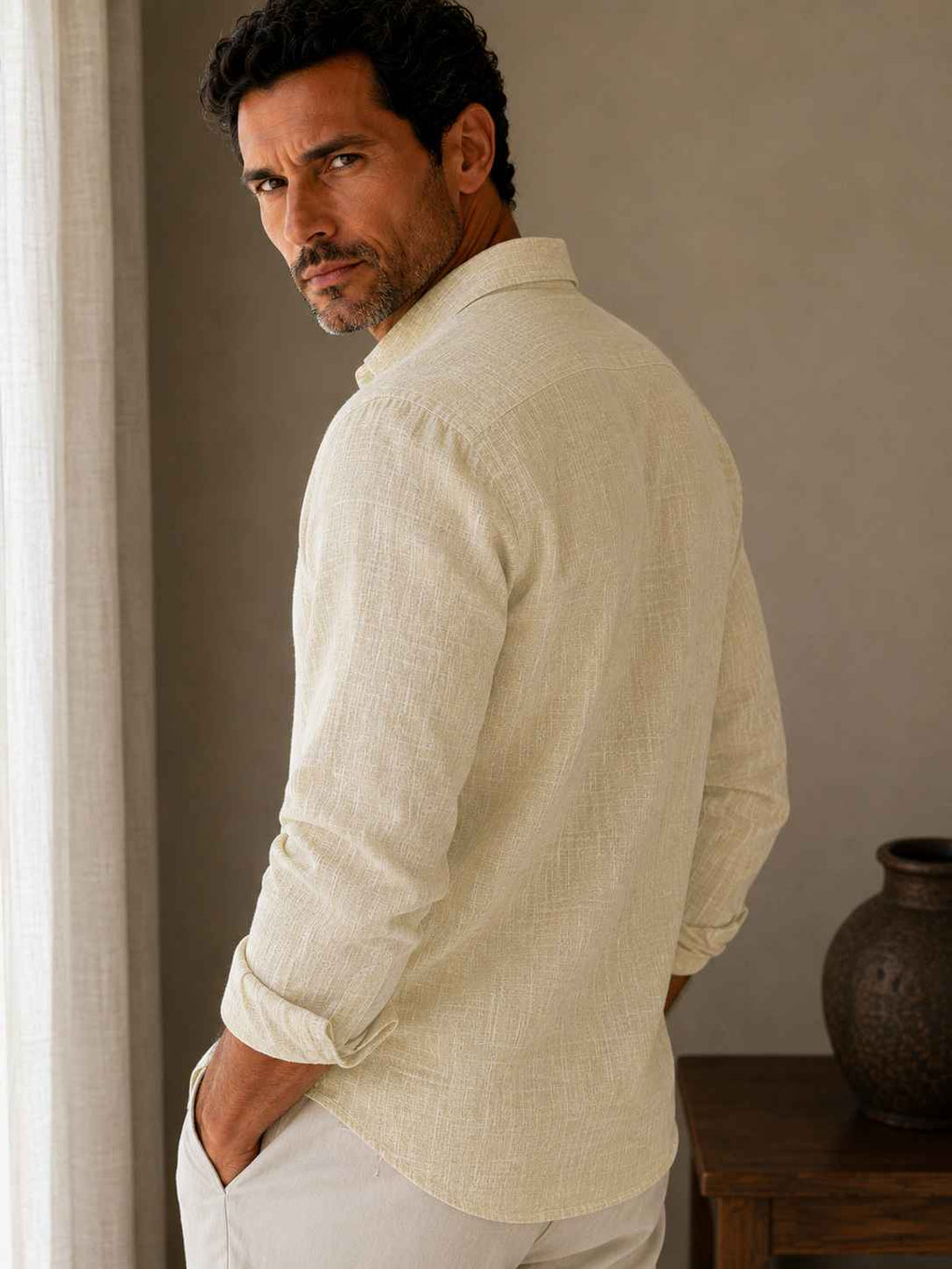 Ivory Sand Linen Shirt