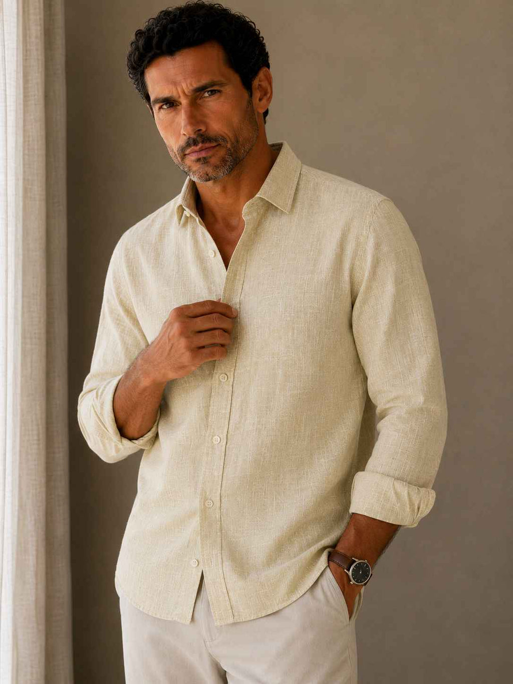 Ivory Sand Linen Shirt