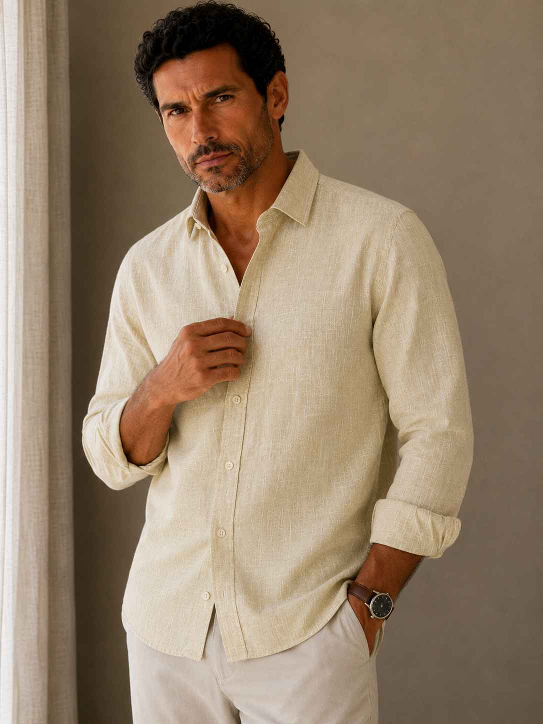 Ivory Sand Linen Shirt