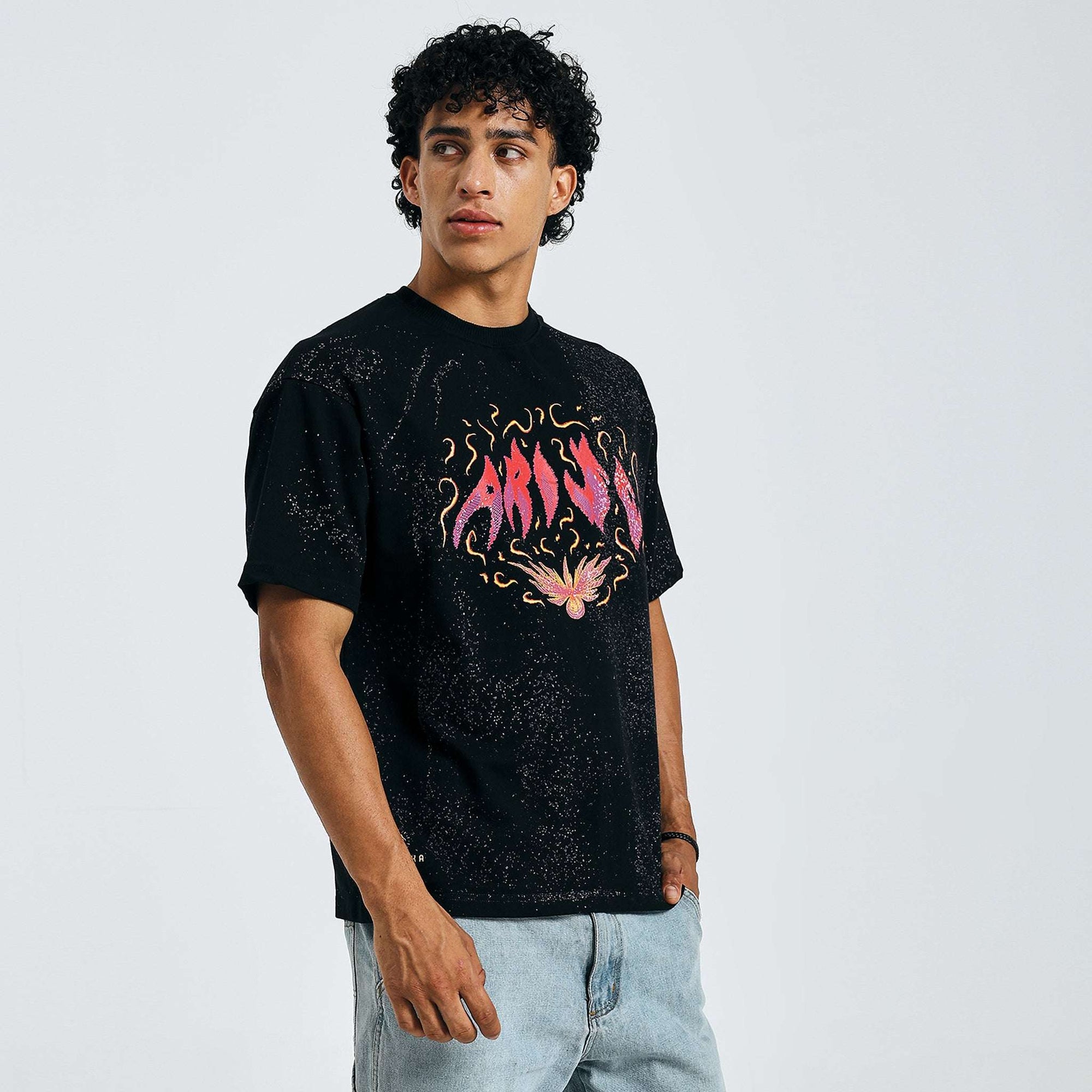Black Arise graphic tee in urban casual style