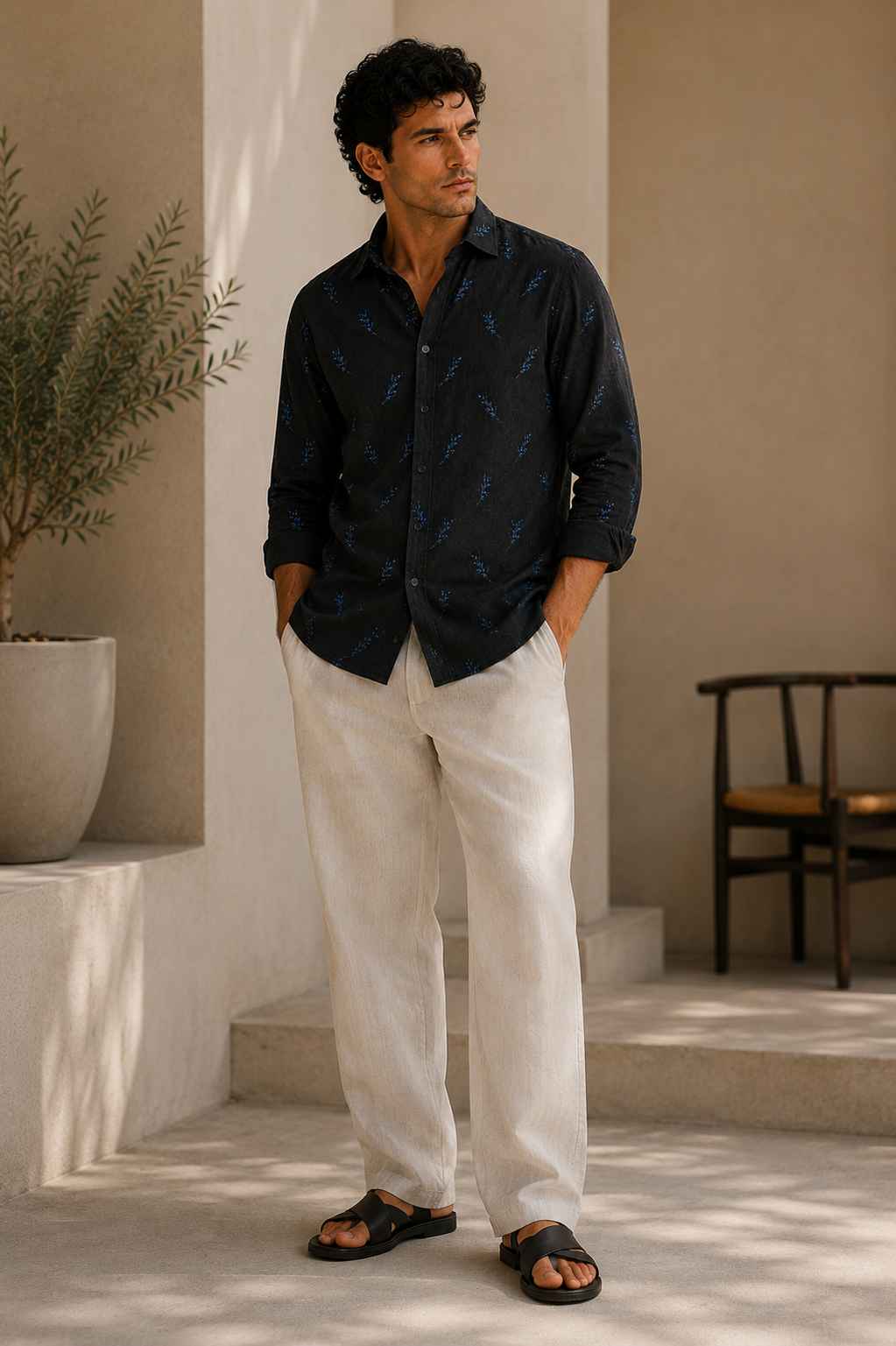 Midnight Fern Linen Shirt