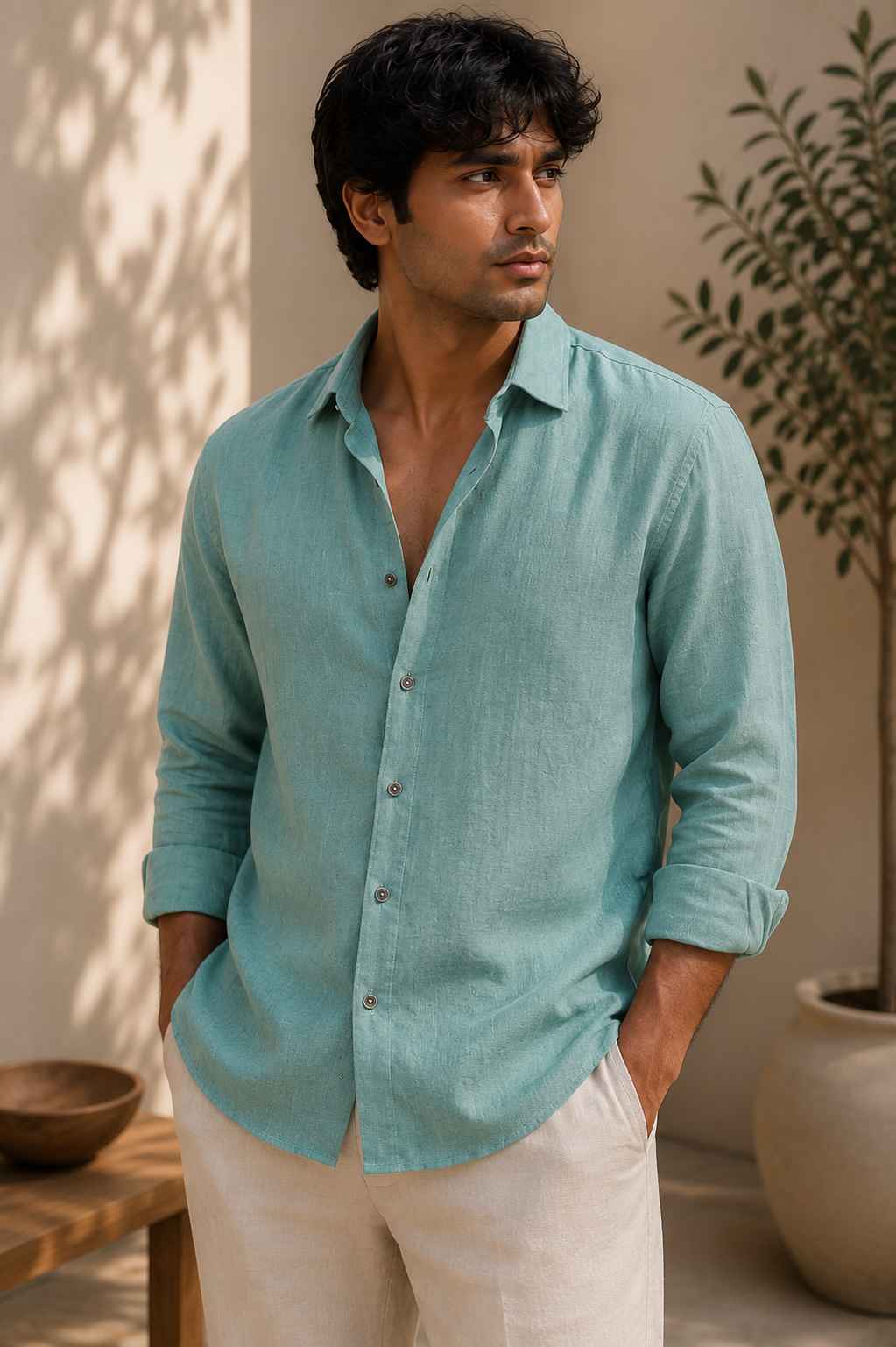 Sage Green Linen Shirt - European 60 LEA