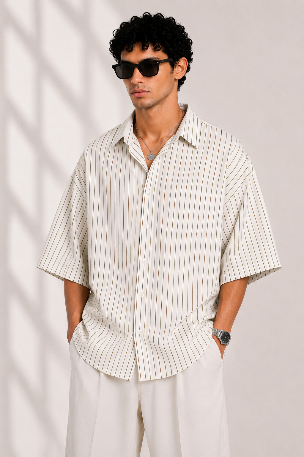 Rainbow Stripe Oversized Shirt