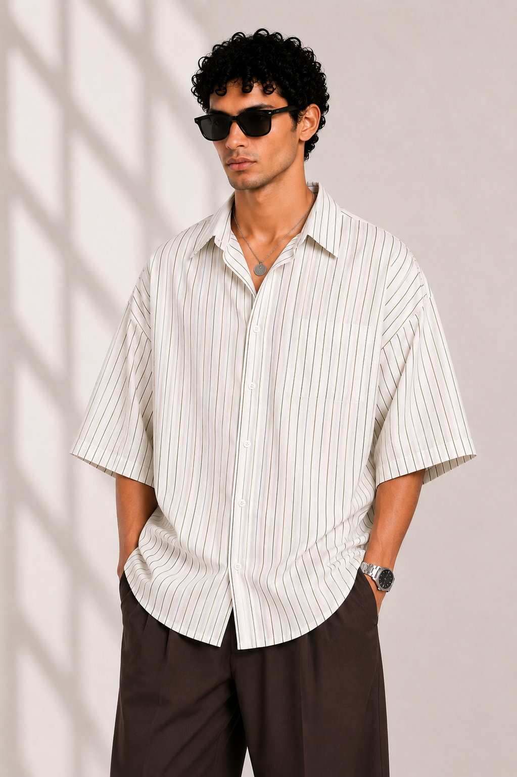 Rainbow Stripe Oversized Shirt