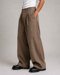 Mushroom Brown Cotton Pant - Baggy Fit