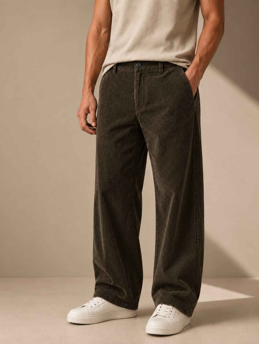 Dark Olive  Corduroy Pant - Relaxed Fit